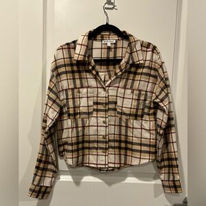 Women’s Derek Heart Plaid Crop Flannel - Small